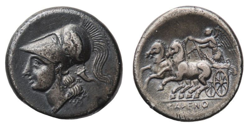 Cales - Didrachm 265-240 BC - Obverse: Head of Athena right, wearing crested Cor...