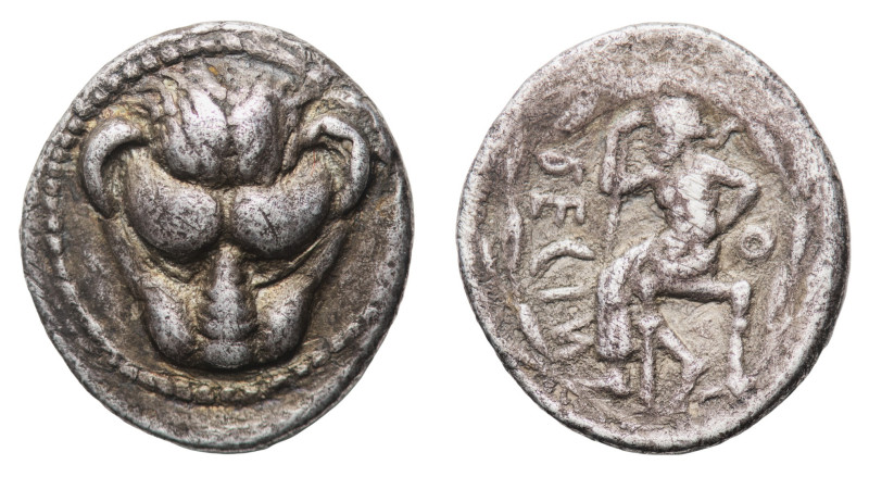 Rhegion - Drachm circa 450-445 BC - Obverse: Head of lion facing - Reverse: Ioka...