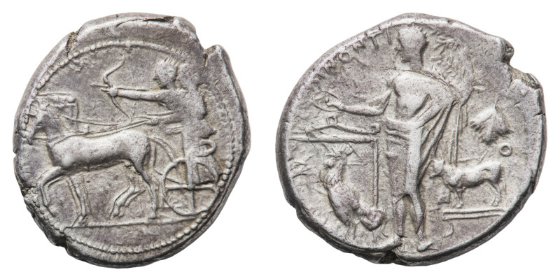 Selinos - Tetradrachm 430-420 BC - Obverse: Apollo and Artemis in slow quadriga ...