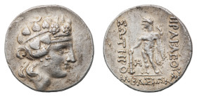 Thasos - Tetradrachm circa 148-90/80 BC - Obverse: Head of youthful Dionysos to right, wearing tainia and wreath of ivy and fruit - Reverse: Herakles ...