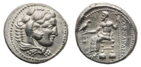 Alexander III 'the Great' (336-323 BC) - Tetradrachm, struck under Menes, 325/4 BC - Mint: Tyre or Ake - Obverse: Head of Herakles right, wearing lion...