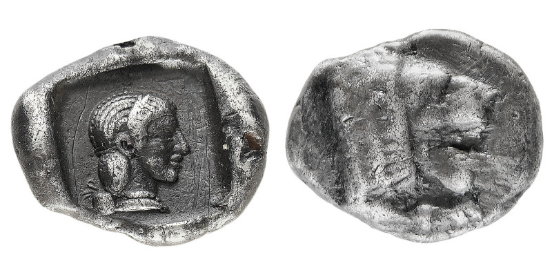 Knidos - Drachm circa 449-411 BC - Obverse: Forepart of lion to right, with open...