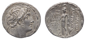 Antiochos IX Eusebes Philopator (114-95 BC) - Tetradrachm 113-107 BC - Mint: Ptolemaïs (Ake) - Obverse: Diademed head right - Reverse: Athena Nikephor...