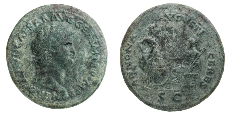 Nero (54-68 AD) - Sestertius 65 AD - Mint: Lugdunum - Obverse: Laureate head rig...