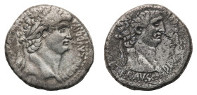 Nero, with Divus Claudius (54-68 AD) - Tetradrachm 63-68 AD - Mint: Antioch (Seleucis and Pieria) - Obverse: Laureate head of Nero right; star to left...