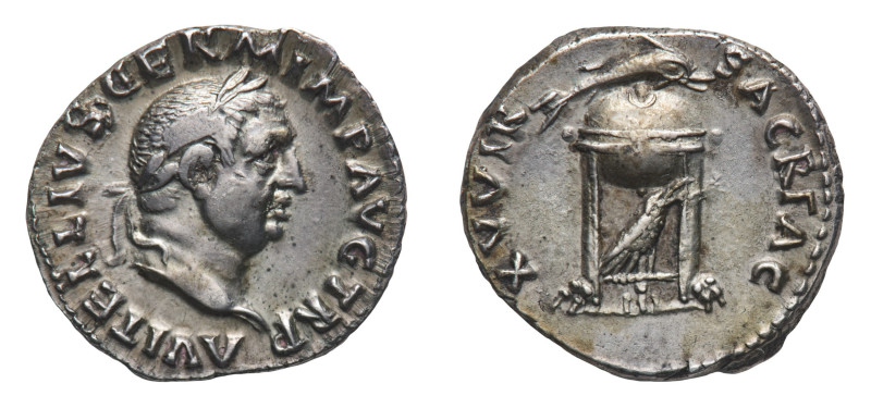 Vitellius (69 AD) - Denarius - Mint: Rome - Obverse: Laureate head right - Rever...