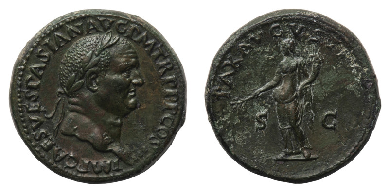 Vespasian (69-79 AD) - Sestertius 71 AD - Mint: Rome - Obverse: Laureate head ri...