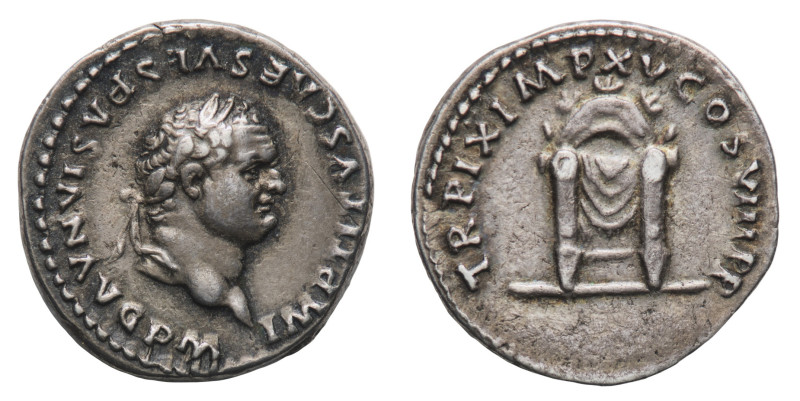 Titus (79-81 BC) - Denarius 80 BC - Mint: Rome - Obverse: Laureate head right - ...
