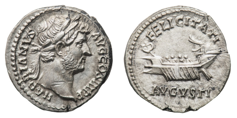 Hadrian (117-138 AD) - Denarius circa 130 AD - Mint: Rome - Obverse: Laureate he...