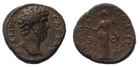 Aelius Caesar (136-138 AD) - As 137 AD - Mint: Rome - Obverse: Bare head right - Reverse: Fortuna-Spes standing front, head to left, holding flower in...