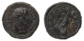 Divus Antoninus Pius (died 161 AD) - Sestertius circa 161 AD, struck under Marcus Aurelius and Lucius Verus - Mint: Rome - Obverse: Bareheaded and dra...