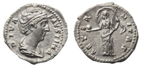 Diva Faustina Senior, wife of Antoninus Pius (died 141 AD) - Denarius 146-161 AD, struck under Antoninus Pius - Mint: Rome - Obverse: Draped bust righ...