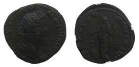 Marcus Aurelius (161-180 AD) - Sestertius 165-166 AD NGC XF - Mint: Rome - Obverse: Laureate head right - Reverse: Providentia standing to left, holdi...