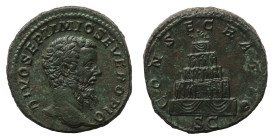 Divus Septimius Severus (died 211 AD) - Sestertius 211 AD, struck under Caracalla and Geta - Mint: Rome - Obverse: Bare head right - Reverse: Five-tie...