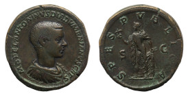 Diadumedian Caesar (217-218 AD) - Sestertius 218 AD, struck under Macrinus - Mint: Rome - Obverse: Bareheaded, draped, and cuirassed bust right - Reve...