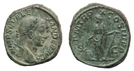 Severus Alexander (222-235 AD) - Sestertius 231 AD - Mint: Rome - Obverse: Laureate bust right with drapery on left shoulder - Reverse: Annona standin...
