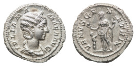 Julia Mamaea, mother of Severus Alexander (died 235 AD) - Denarius 231 AD - Mint: Rome - Obverse: Draped bust right, wearing stephane - Reverse: Venus...