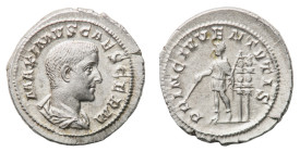 Maximus Caesar (235-238 AD) - Denarius 236-237 AD, struck under Maximinus I - Mint: Rome - Obverse: Bare headed and draped right - Reverse: Maximus st...