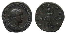 Gordian I Africanus (238 AD) - Sestertius 238 AD - Mint: Rome - Obverse: Laureate bust, draped and cuirassed right - Reverse: Virtus standing left, ri...