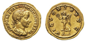 Gordian III (238-244 AD) - Aureus 238-239 AD - Mint: Rome - Obverse: Laureate, draped and cuirassed bust right - Reverse: Victory walking left, holdin...