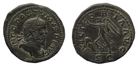 Postumus (259-268 AD) - Sestertius 266-267 AD - Mint: Lugdunum - Obverse: Laureate, draped and cuirassed bust right - Reverse: Victory advancing left,...
