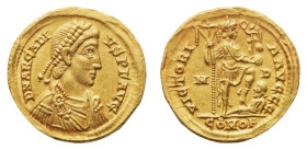 Arcadius (383-408 AD) - Solidus 304-395 AD - Mint: Mediolanum - Obverse: Pearl-diademed, draped and cuirassed bust right - Reverse: Arcadius standing ...