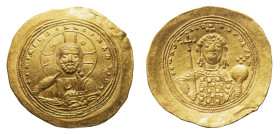 Constantine IX Monomachus (1042-1055) - Histamenon Nomisma 1049-1053 - Mint: Constantinople - Obverse: Facing bust of Christ Pantokrator; upturned cre...
