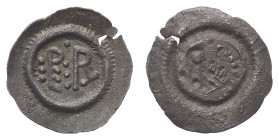 Perctarit (672-688) - Half Siliqua - Obverse: Bust right - Reverse: PE monogram and R within wreath - gr. 0,31 - Rare. Extremely fine BMC Vandals 15. ...