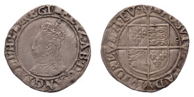 Elizabeth I (1558-1603) - Shilling 6th Issue (1590-1592) - Mint: Tower Mint - Obverse: Crowned bust left - Reverse: Full arm over long cross - gr. 6,0...