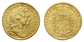 William III & Mary (1688-1694) - Gold 2 Guineas 1694/3 - Mint: London - Obverse: Conjoined draped first busts of William, laureate, and Mary right - R...