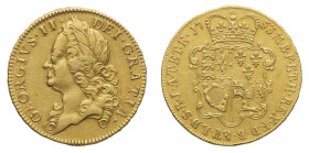 George II (1727-1760) - Gold 5 Guineas 1753, SEXTO edge - Mint: London - Obverse: laureate bust left, plain below - Reverse: Crowned and garnished coa...