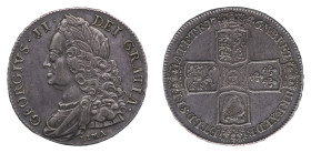 George II (1727-1760) - Crown 1746, "Lima" type - Mint: London - Obverse: Laureate, draped and cuirassed bust left, below, LIMA - Reverse: Cruciform c...