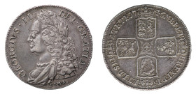 George II (1727-1760) - Crown 1746, "Lima" type - Mint: London - Obverse: Laureate, draped and cuirassed bust left, below LIMA - Reverse: Cruciform cr...
