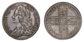 George II (1727-1760) - Proof Halfcrown 1746, VICESIMO edge NGC PF 63 - Mint: London - Obverse: Laureate bust left - Reverse: Crowned cruciform shield...