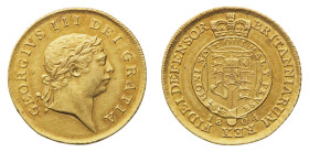 George III (1760-1820) - Gold Half Guinea 1804 - Mint: London - Obverse: Laureate head right - Reverse: Crowned shield within Garter - gr. 4,19 - Abou...