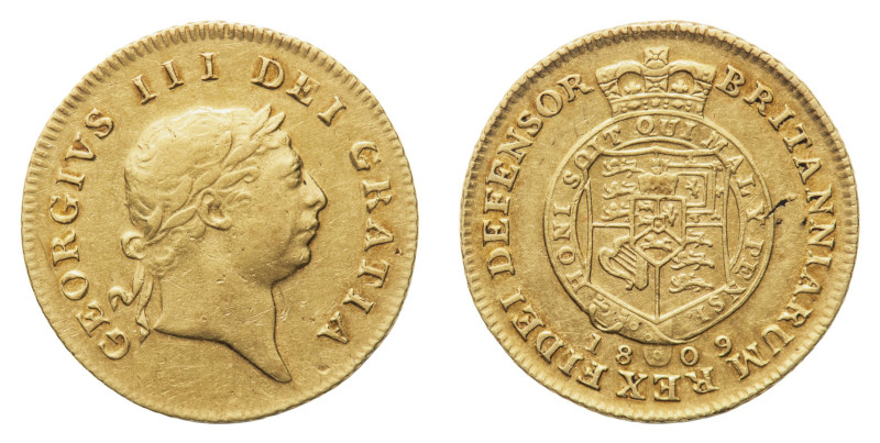 George III (1760-1820) - Gold Half Guinea 1809 - Mint: London - Obverse: Laureat...