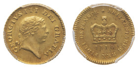 George III (1760-1820) - Gold Third Guinea 1810 PCGS AU 53 - Mint: London - Obverse: Laureate head right - Reverse: Crown; date below - PCGS certifica...