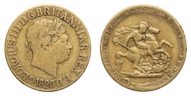 George III (1760-1820) - Gold Sovereign 1820 - Mint: London - Obverse: Laureate head right - Reverse: St. George on horseback, rearing right, holding ...