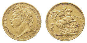 George IV (1820-1830) - Gold Sovereign 1821 - Mint: London - Obverse: Laureate head left - Reverse: St. George on horseback, rearing right, holding re...