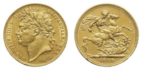 George IV (1820-1830) - Gold Sovereign 1822 - Mint: London - Obverse: Laureate head left - Reverse: St. George on horseback, rearing right, holding re...