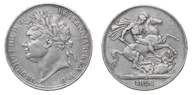 George IV (1820-1830) - Crown 1821, SECUNDO edge - Mint: London - Obverse: Laure...