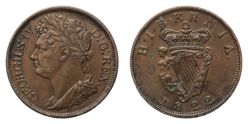 Ireland - George III (1760-1820) - Penny 1822 - Mint: London - Obverse: Laureate...