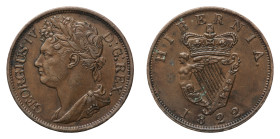 Ireland - George III (1760-1820) - Penny 1822 - Mint: London - Obverse: Laureate draped bust left - Reverse: Crowned harp - gr. 17,16 - Extremely fine...