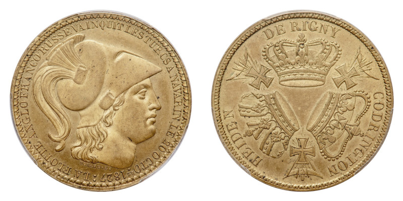 George IV (1820-1830) - The Battle of Navarino - Brass Medal 1827 PCGS MS 63 - O...