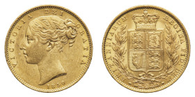 Victoria (1837-1901) - Gold Sovereign 1850 - Mint: London - Obverse: Bare head left - Reverse: Crowned shield within wreath - gr. 7,98 - Good extremel...