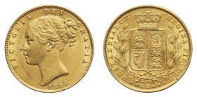 Victoria (1837-1901) - Gold Sovereign 1866, die number 65 - Mint: London - Obverse: Bare head left - Reverse: Crowned shield within wreath - gr. 7,98 ...