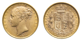 Victoria (1837-1901) - Gold Sovereign 1871, die number 30 - Mint: London - Obverse: Bare head left - Reverse: Crowned shield - gr. 7,98 - Good extreme...