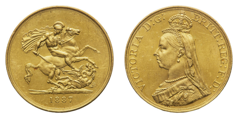 Victoria (1837-1901) - Gold 5 Pounds 1887, Jubilee - Mint: London - Obverse: Cro...