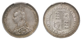 Victoria (1837-1901) - Shilling 1887, Jubilee PCGS MS 63 - Mint: London - Obverse: Crowned and veiled Jubilee bust left - Reverse: Crowned arms within...