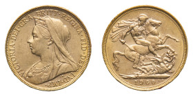 Victoria (1837-1901) - Gold Sovereign 1900 - Mint: London - Obverse: Veiled bust left - Reverse: St. George on horseback, rearing right, holding reins...